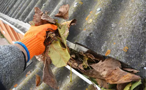 Man cleaning a gutter in Peoria IL