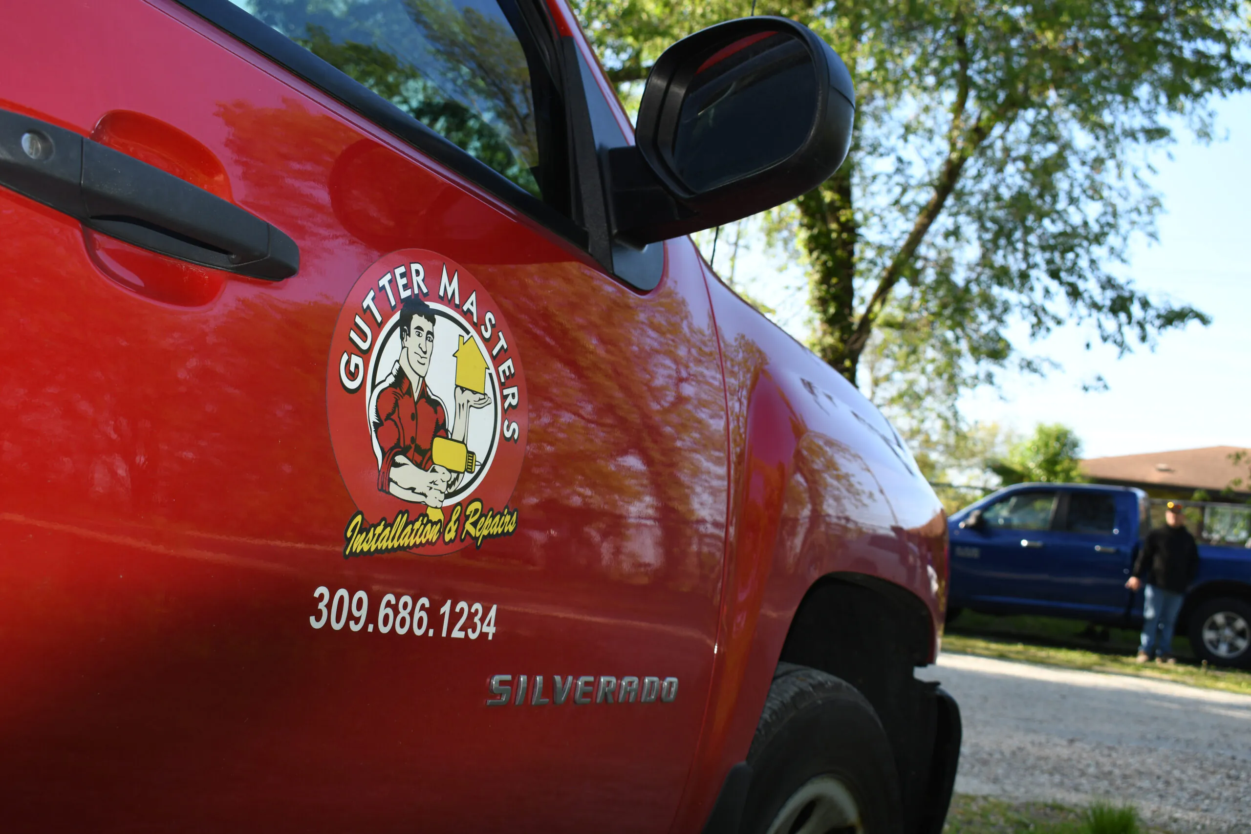 A Gutter Masters company vehicle. Gutter Masters provides gutter services for Central Illinois.